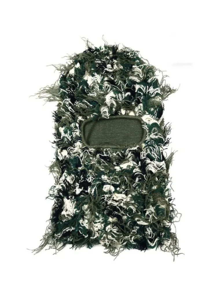 1pcs Balaclava Distressed Knitted Full Face Ski Mask Shiesty Mask Camouflage Balaclava Fleece Fuzzy Balaclava Ski Balaclava