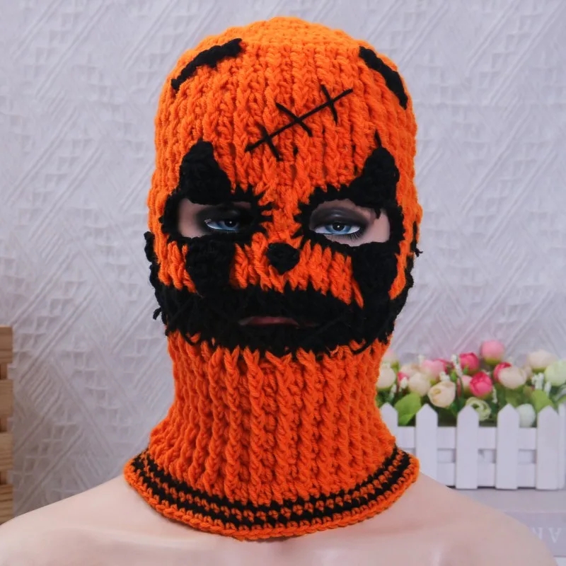 Scary Halloween Balaclava Cap Novelty Knitting Beanie Women Men Winter Warm Mask Hat Adult Hooded Cap For Hiking Cycling