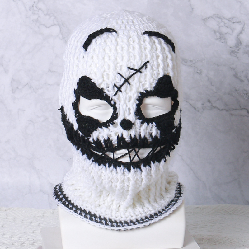 Balaclava Hat For Adult Autumn Winter Knitted Hat Winter Mask Photography Props Terrifying Ghost Knitted Balaclava
