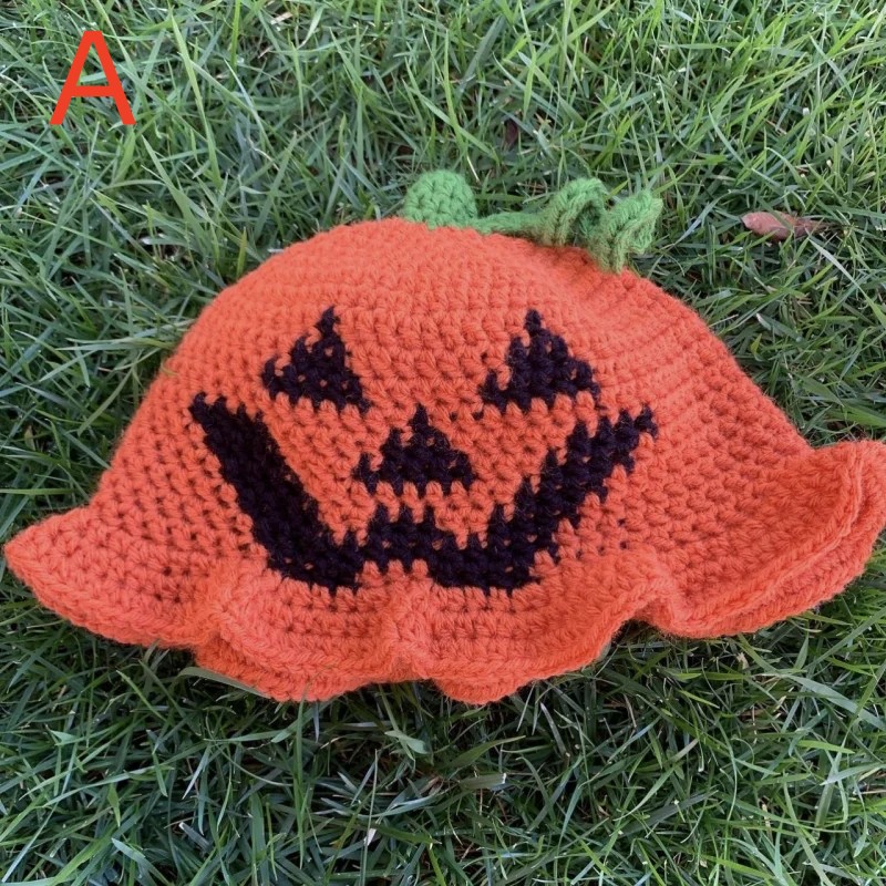 Halloween Festival Dress Up Masquerade Handmade Funny Fisherman Hat Pumpkin Ghost Hat Funny Costume Cosplay