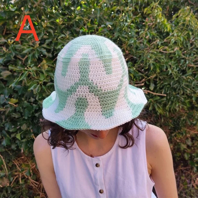 Women Knitted Fisherman Hat Handmade Crochet Matching Basin Hat Spring Summer Sunscreen Sun Hats Men Watermelon Cap