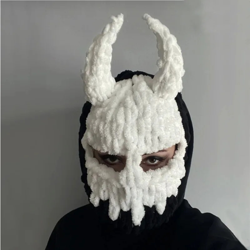 Women Winter Balaclava Cap Halloween Party Funny Rabbit Ears Creative Knitted Hat Men Warm Full Face Cover Ski Mask Hat