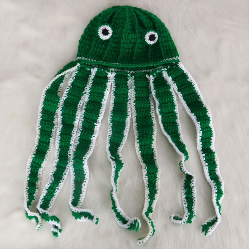 Octopus Beard Knit Wool Hat Hand Weave Men Christmas Cosplay Party Funny Tricky Headgear Winter Warm Couples Beanie Caps