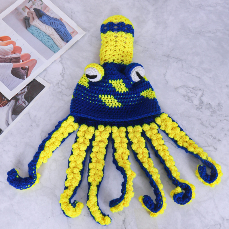 Octopus Beard Hand Weave Knit Wool Hats Unique Soft Crochet Beanies Birthday Christmas Gft For Halloween Costume Cosplay