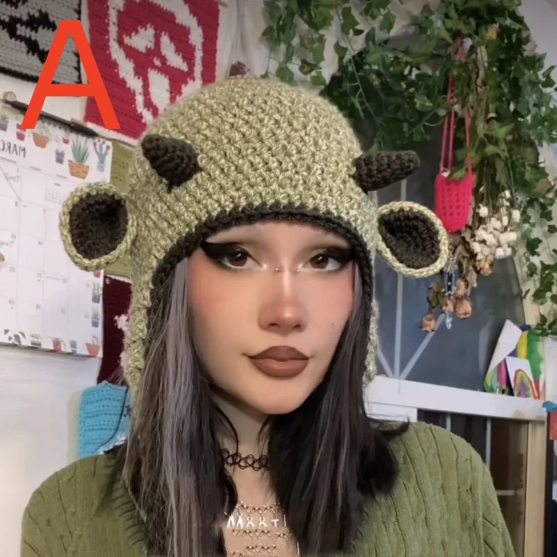 Casual Plush Hats Winter Warm Hat Cute Rabbit Ear Knitted Cap Warmers Women Outdoor