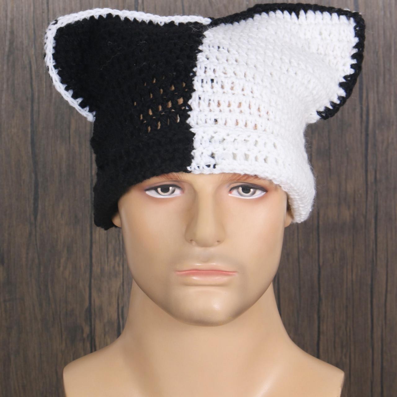 Y2k Japanese Streetwear Harajuku Hats Beanie Little Devil Striped Knitted Hat Women Autumn Winter Bonnet Cute Cat Ears Cap