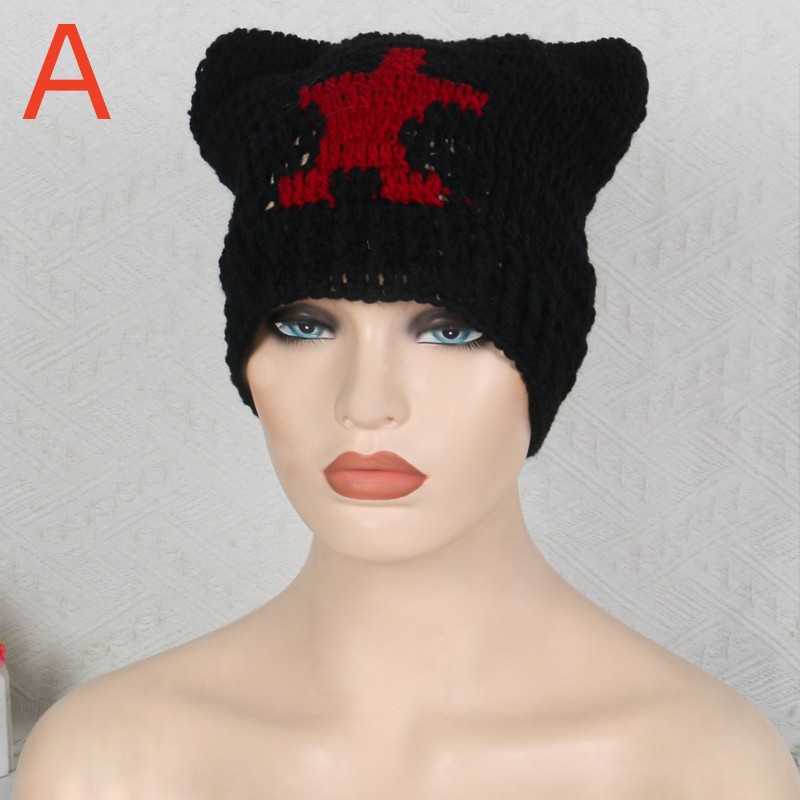 Japanese Beanie Hat Ins Little Devil Striped Knitted Wool Cap Autumn And Winter Cute Cat Ears Pullover Dropshipping