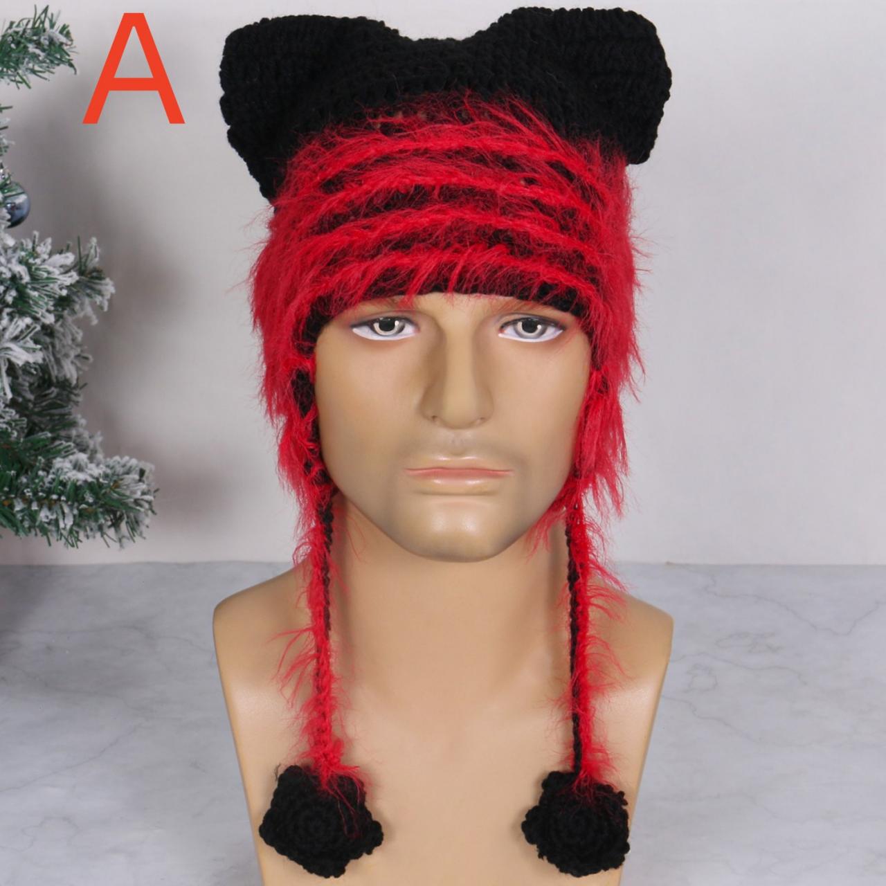 Popular Female Hat Knitting Beanie Hat With Cats Ear Y2k Women Winter Warm Hat