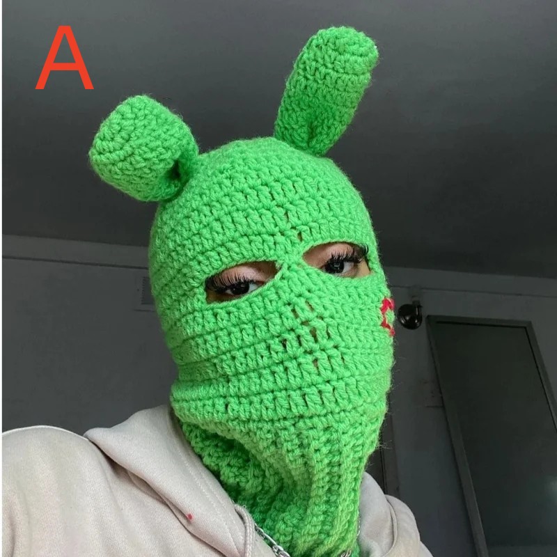 Cartoon Knitting Hat Cute Animal Ear Cosplay Halloween Party Hats Funny Beanie Masquerade Mask