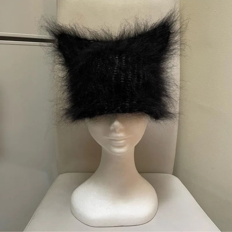 Genuine Real Natural Knitted Mink Fur Hat Cap Luxury Women Handmade Knit Fashion Winter Headwear Warm Real Fox Fur Beanies