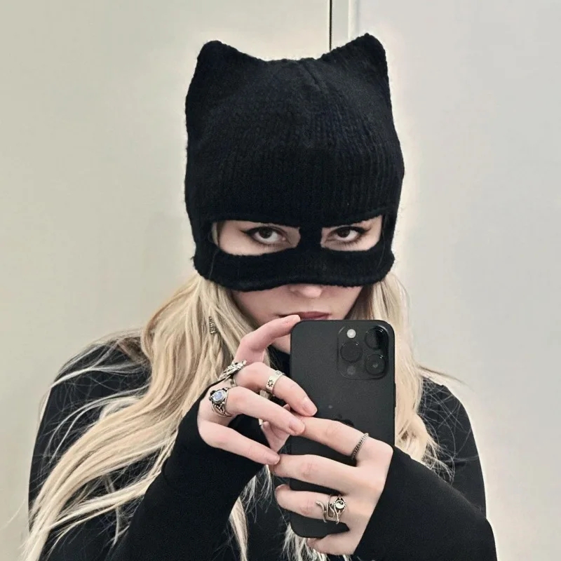 Selina Kyle Mask Hats Beanies Women Cosplay Halloween Party Costume Props Skull Cap