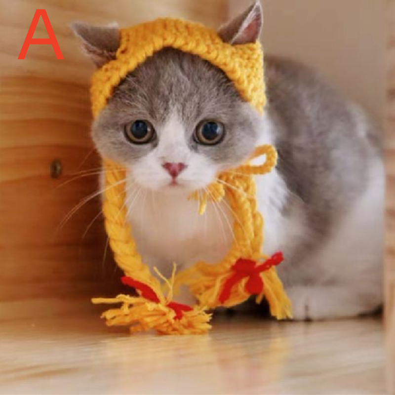 Pet Soft Warm Braids Wigs Hats Cosplay Funny Dogs Cats Costumes Head Decoration Halloween Christmas Puppy Party Supplies