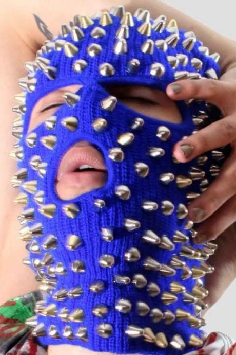 Balaclava Spiked Beanie Knit Balaclava Party Cs Fashion Halloween Cap Shiesty Mask Rivet Men Novelty Funny For Adults