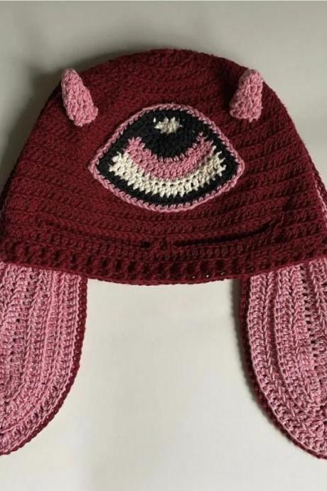 Unique Rabbit Hat Punk Hat Headgear For Outdoors Knitted Long Ears Yarn Large Knitted Ears Winter Beanie Drop
