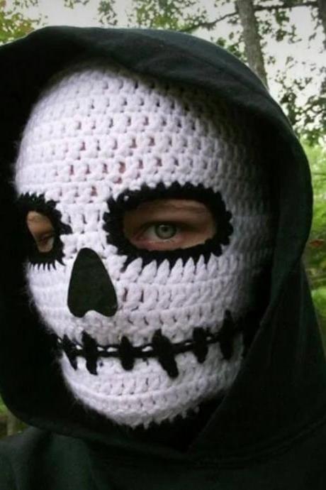 Halloween Skull Print Balaclava Cosplay Costume Ghost Full Face Bike Face Mask Outdoor Terrifying Ghost Knitted Winter Balaclava