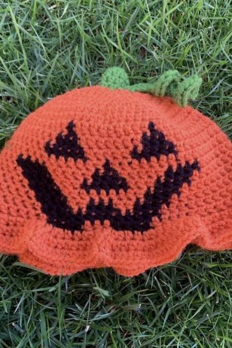 Halloween Festival Dress Up Masquerade Handmade Funny Fisherman Hat Pumpkin Ghost Hat Funny Costume Cosplay
