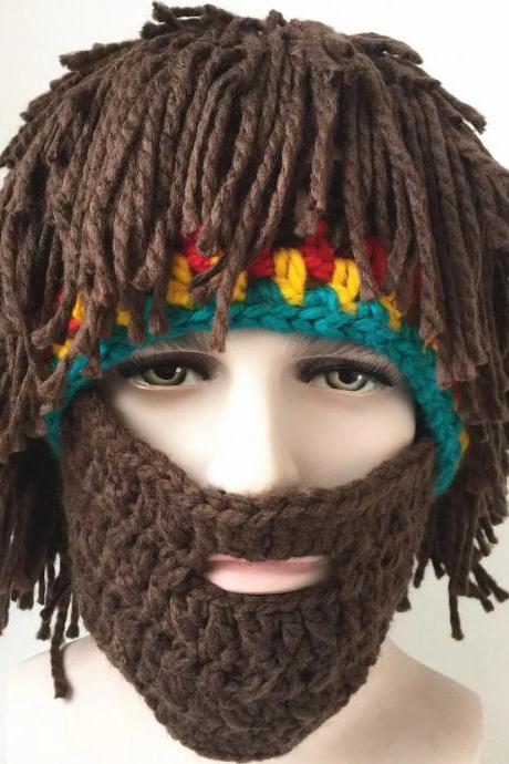 Skullies Beanie Men Reggae Dreadlocks Skullies Unisex Jamaican Knitted Beanies Wig Braid Hat Rasta Hair Hat Beanies