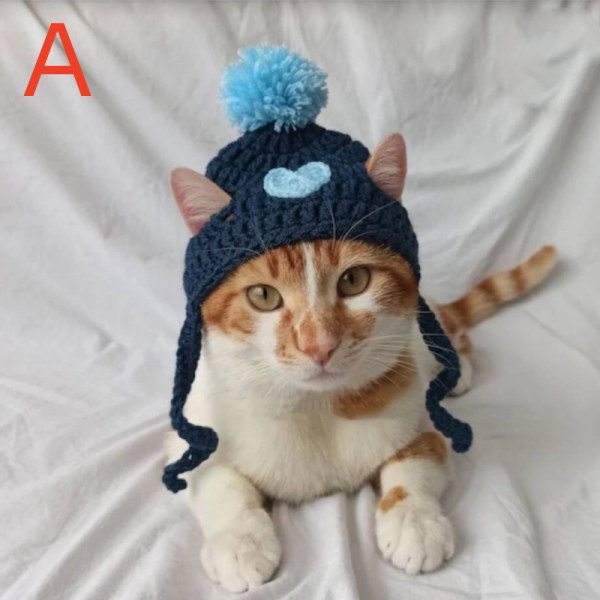 Pet Cat Headwear Knitted Two Love Headgear Pet Birthday Dress Up Dog Hats Cat Accessories Pet Dog Birthday Christmas gift